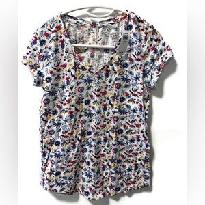 Gap Floral Printed V-Neck Short Sleeve Tee Shirt Multicolor Women’s XS NWT